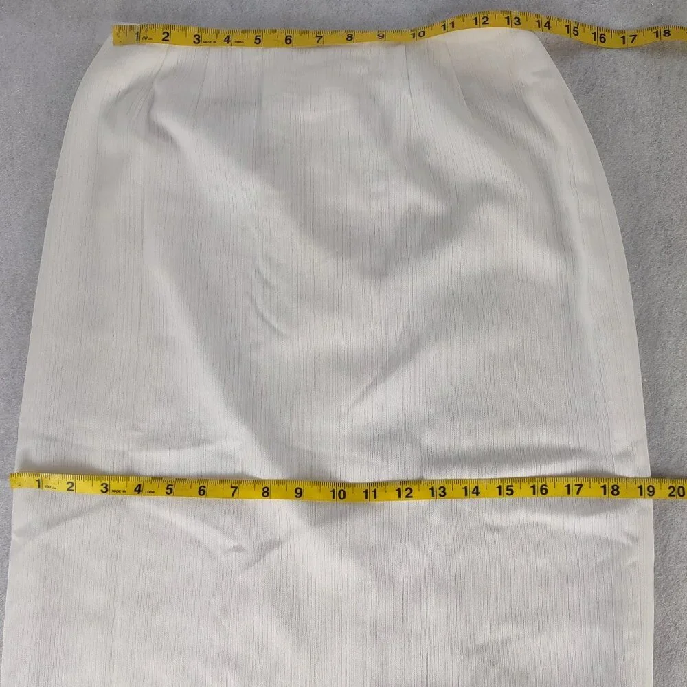Larry Levine Petite 6P White Textured Midi Pencil Skirt Career Lined 31'' - Picture 7 of 9